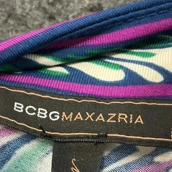 BCBGMAXAZRIA Y2K Jewel Tones Leaf Feather Print Boho Top Blouse Size Medium M - Picture 4 of 5